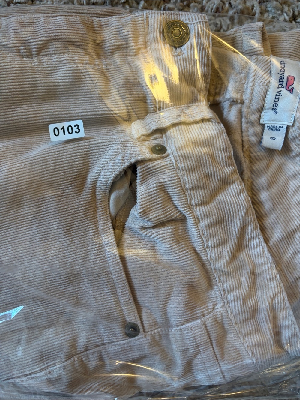 Vineyard Vines Beige Corduroy Pants size 8 - Picture 6 of 6